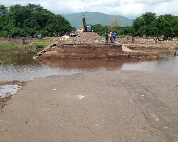 A destroyed road in Chikwawa, Malawi after Tropical Storm Ana
